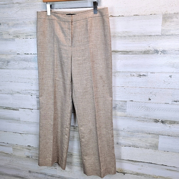 Lafayette 148 NY Women Menswear Virgin Wool Blend Dress Pants 12 Tan Lightweight - Picture 3 of 12